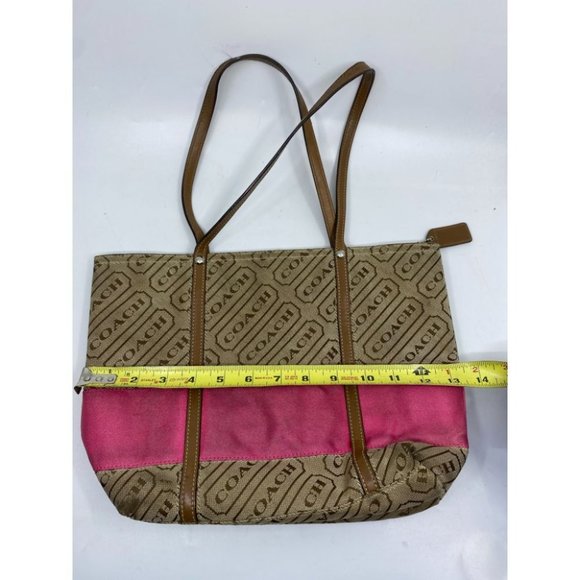 COACH Large Tan Brown Pink Tote Bag Msrp $350 - Picture 6 of 13